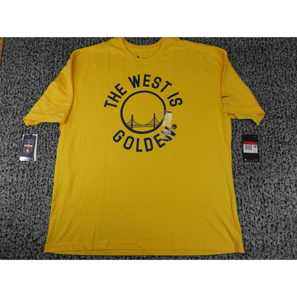 Nike T-Shirt Mens L Yellow Golden State Warriors The West Is Golden AT2321-728